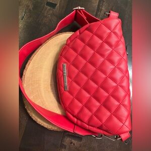 Steve Madden Quilted Red Crossbody Belt Bag